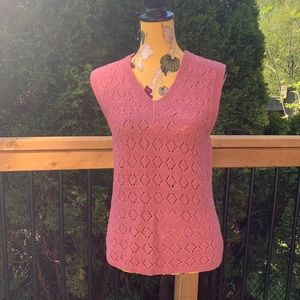 Vintage, handmade mauve color sleeveless cardigan vest